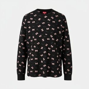 Supreme Bow Box Waffle Thermal Black Long Sleeve Shirt Sz L